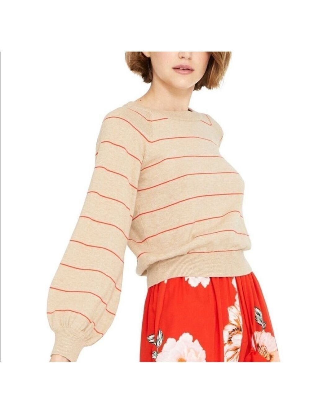 Misa Los Angeles Justine Round Neck Puff Sleeve Silk Blend Sweater